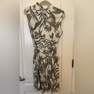 Tropical print shirt dress with belt